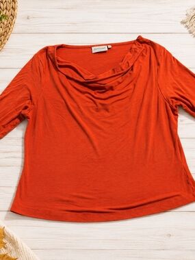 Kettlewell Women's Rust Cowl Neck Long Sleeve Tee